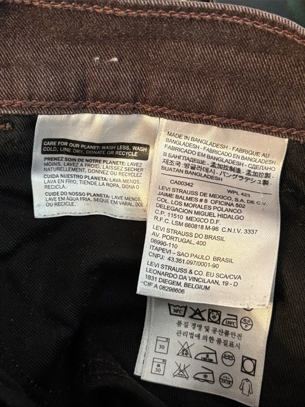 Levi's 511 34x30 Slim Straight Men's Jeans in Brown